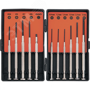 Набор отверток для точных работ, 11 шт., PH + SL, HCS, Point рукоятка - фото 1