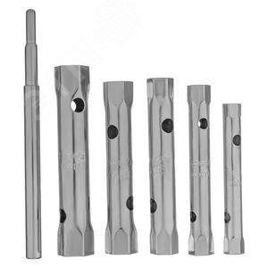 Изображение товара Набор ключей трубчатых торцевых, 8-17 мм, вороток, оцинкованные, 6 шт. (набор)