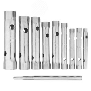 Изображение товара Набор ключей трубчатых торцевых, 6-22 мм, вороток, оцинкованные, 9 шт. (набор)