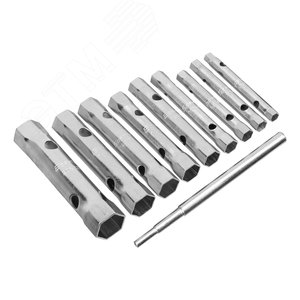 Набор ключей трубчатых торцевых, 6-22 мм, вороток, оцинкованные, 9 шт. - фото 2