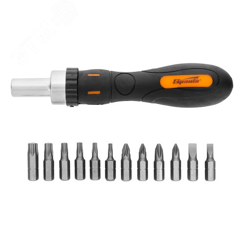 Изображение товара Отвертка реверсивная с набором бит, CrV, 12 шт. (шт)