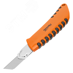 Нож, 18 мм выдвижное лезвие металлическая направляющая, метал. двухкомпонентный корпус - фото 2