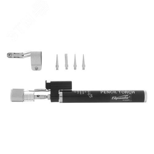 Изображение товара Горелка газовая, тип 'Карандаш' c пьезоподжигом, 4 насадки для пайки, 200 мм (шт)