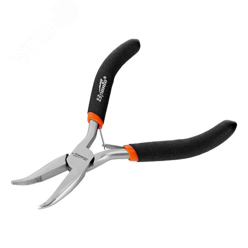 Изображение товара Длинногубцы Mini, 130 мм, никелированные, изогнутые, авторазжим (шт)