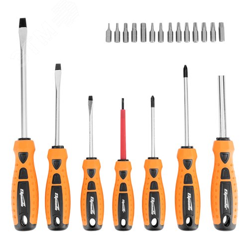 Изображение товара Набор отверток + биты, 21 пред., PH + SL+ Hex + Torx, HCS, 2к рукоятка (шт)