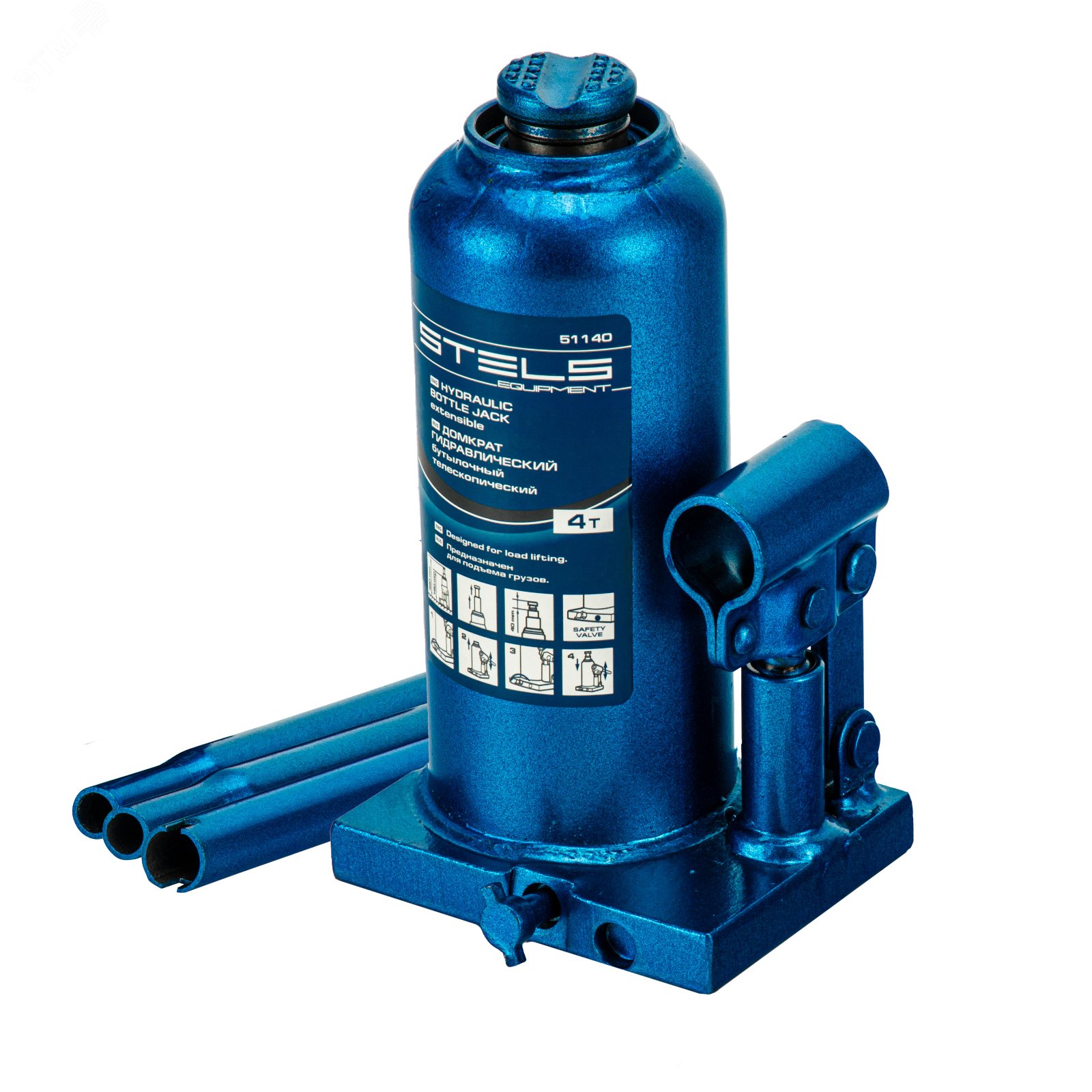 Изображение товара Домкрат гидравлический бутылочный телескопический, 4 т, h подъема 190-480 мм (шт)