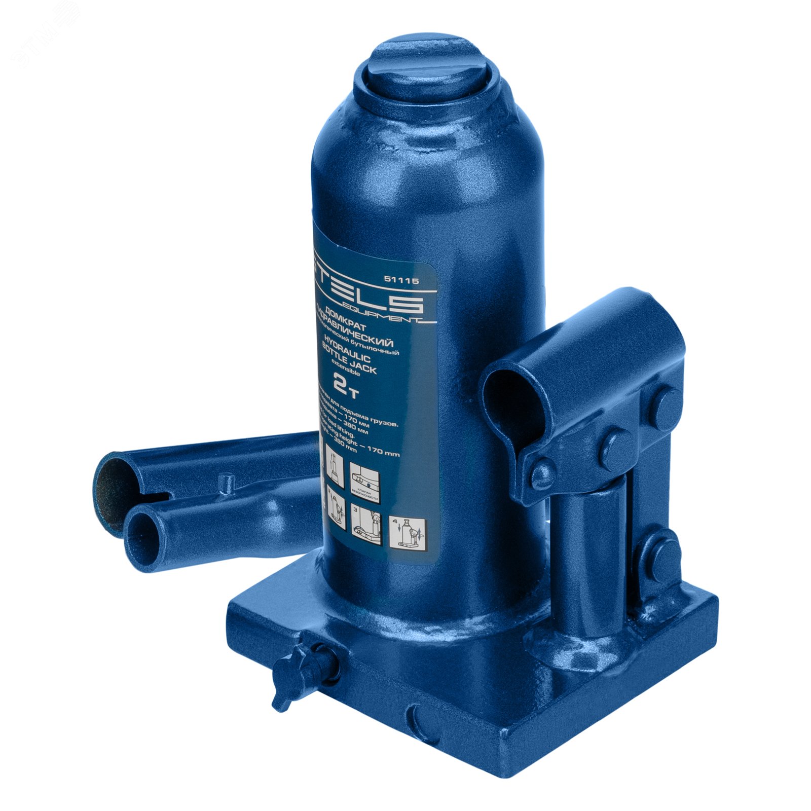 Изображение товара Домкрат гидравлический бутылочный телескопический, 2 т, h подъема 170-380 мм (шт)
