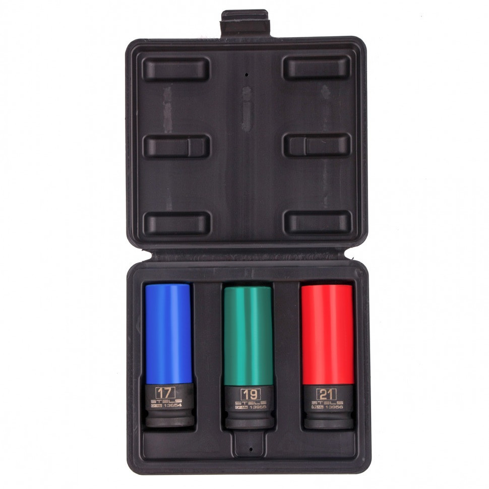 Набор головок ударных 6-гранных удлиненных для колесных дисков (17,19,21 мм) 1/2' 3 шт