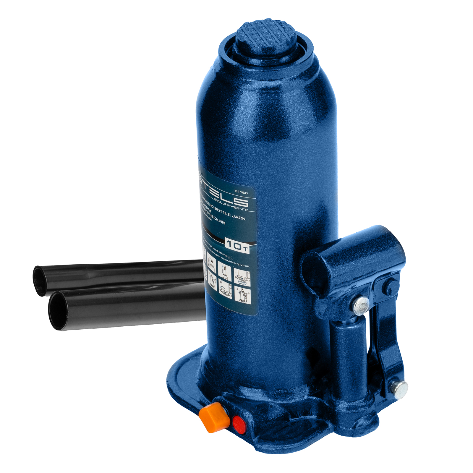 Домкрат гидравлический бутылочный, 10 т, h подъема 222-447 мм