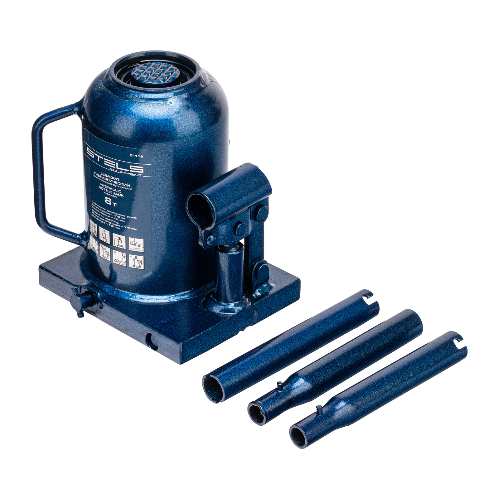 Домкрат гидравлический бутылочный телескопический, 8 т, h подъема 170-430 мм