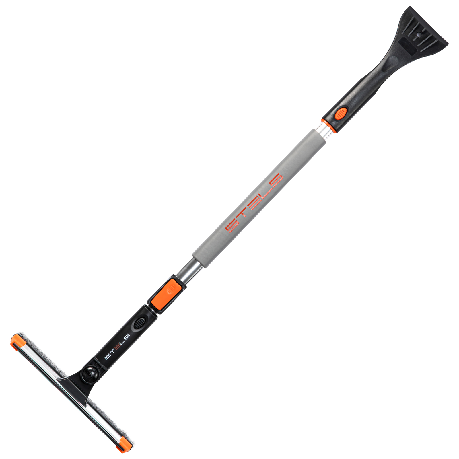 Щетка-сметка для снега со скребком и водосгоном, телескопическая, поворотная голова