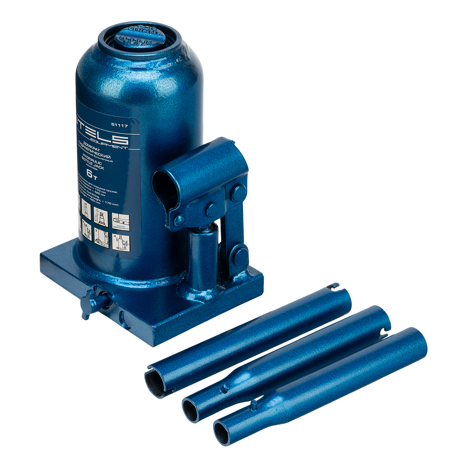 Домкрат гидравлический бутылочный телескопический, 6 т, h подъема 170-420 мм