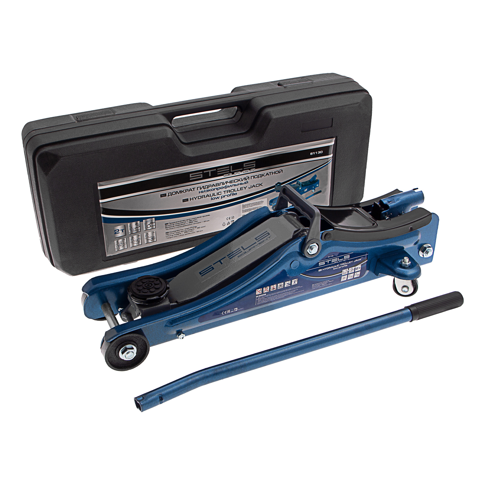 Домкрат гидравлический подкатной, 2т Low Profile, 80-380 мм, в пласт. кейсе