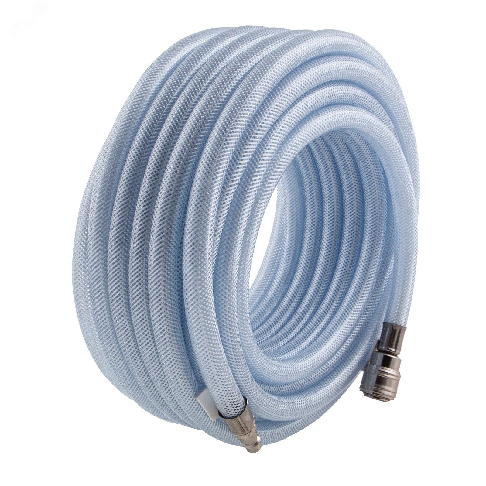 Изображение товара Шланг пневматический ПВХ, 10x16мм, 18 бар, армированный, прозрач., быстросъем, 15м (шт)