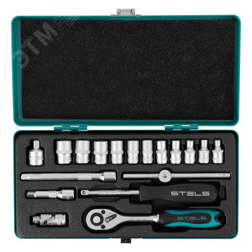 Набор торцевых головок с трещоткой, 1/4', 18 предметов - фото 2