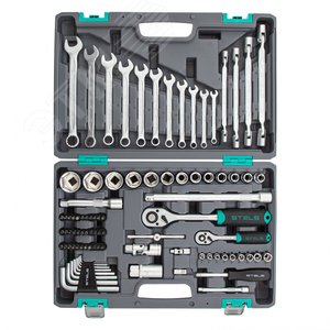 Набор инструментов, 1/2, 1/4, CrV, пластиковый кейс 88 предметов - фото 2