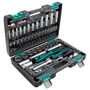 Набор инструментов 1/2, 1/4, CrV, 12 гранные головки, пластиковый кейс, 94 предмета - фото 2