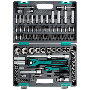 Набор инструментов 1/2, 1/4, CrV, 12 гранные головки, пластиковый кейс, 94 предмета - фото 3