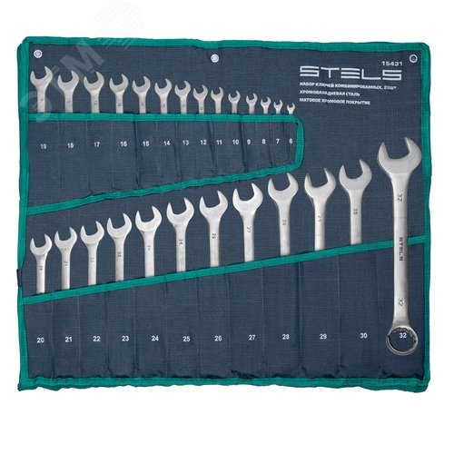 Изображение товара Набор ключей комбинированных 6-32 мм, 26 шт., CrV, матовый хром (шт)