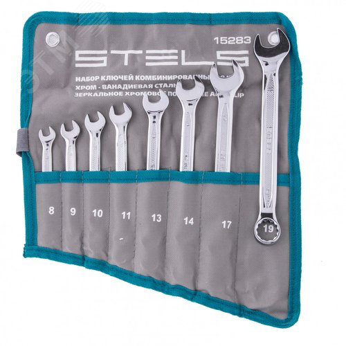 Изображение товара Набор ключей комбинированных 8 шт. 8-19 мм антислип (шт)