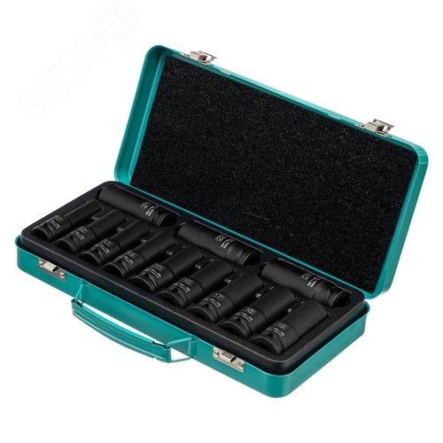 Изображение товара Набор ударных глубоких шестигранных торцевых головок 1/2' 10-24 мм в кейсе 12шт. (шт)