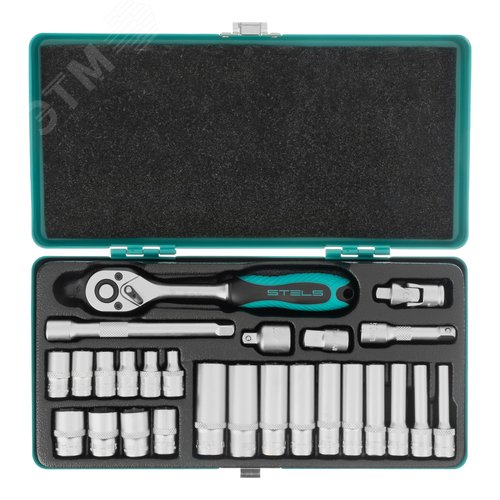 Набор торцевых головок с трещоткой, 1/4', 26 предметов - фото 2