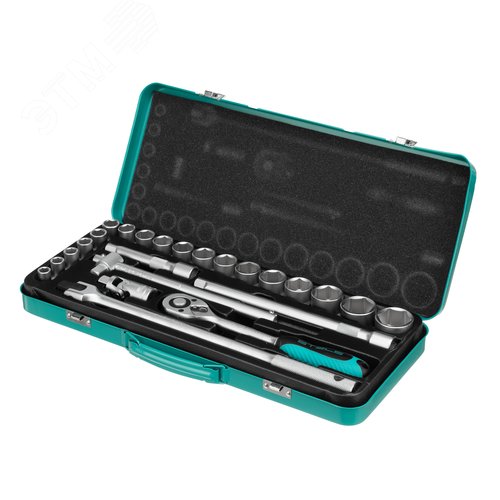 Набор торцевых головок с трещоткой 1/2', 24 предмета - фото 1