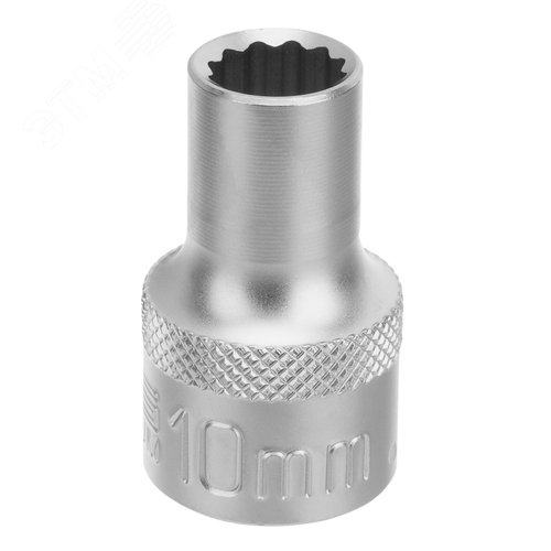 Изображение товара Головка торцевая, 10 мм, 12-гранная, CrV,под квадрат 1/2', хромированная (шт)