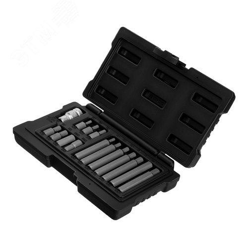 Изображение товара Набор бит HEX, шестигранный хвостовик 1/2'', CrV, 10 мм, 15 предметов (шт)