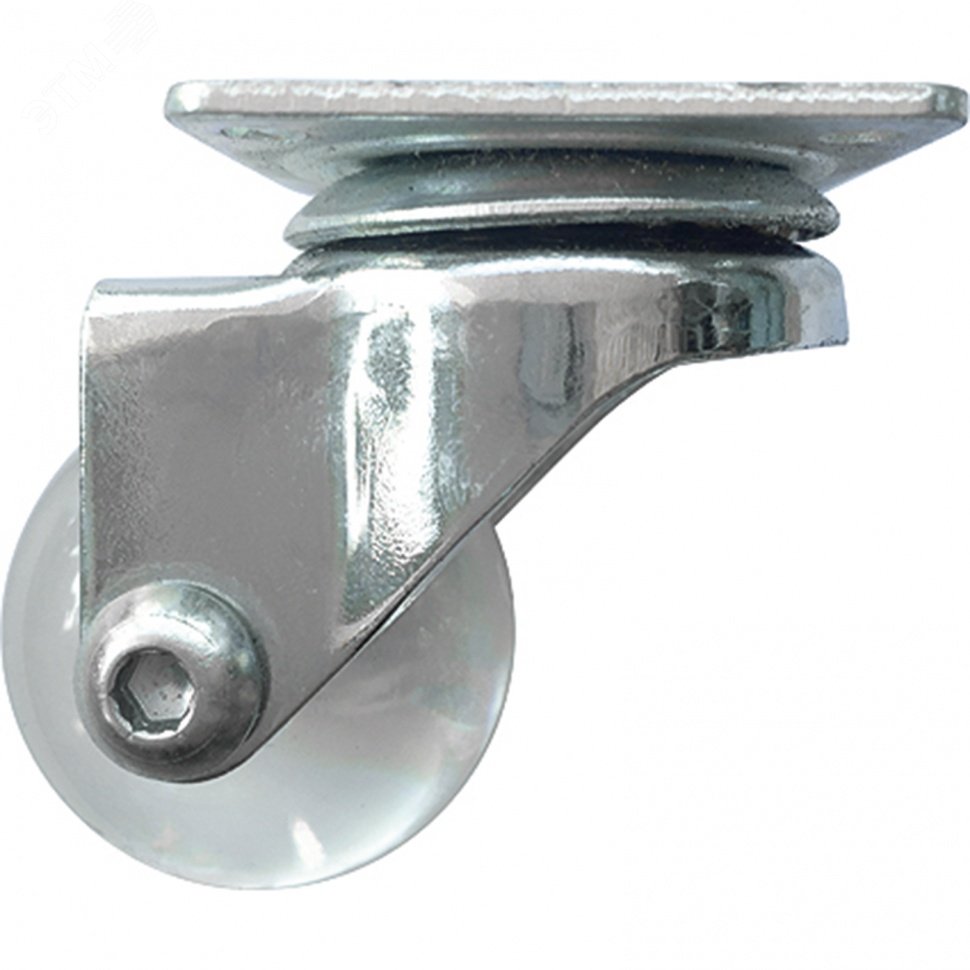 Изображение товара Колесо ПУ прозрачное поворотное d-35мм, крепление платформенное (шт)