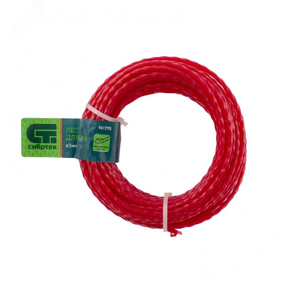 Изображение товара Леска для триммера квадратная витая 3,0 мм х 10 м Сибртех