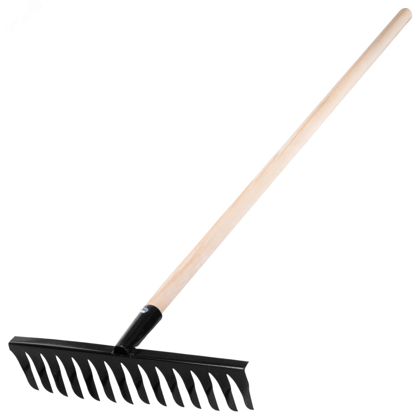 Изображение товара Грабли стальные 1300 мм с 14 витых зубьями, деревянный черенок