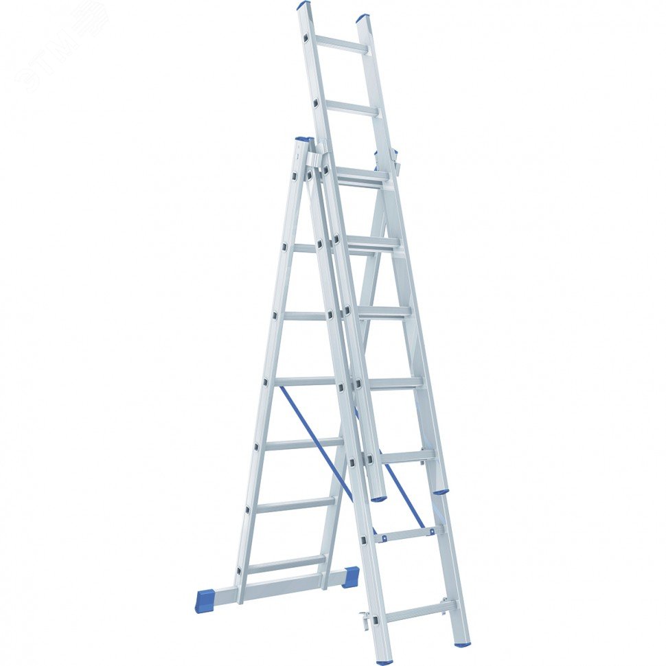 Изображение товара Алюминиевая трехсекционная лестница 3х7 ступеней Сибртех 97817