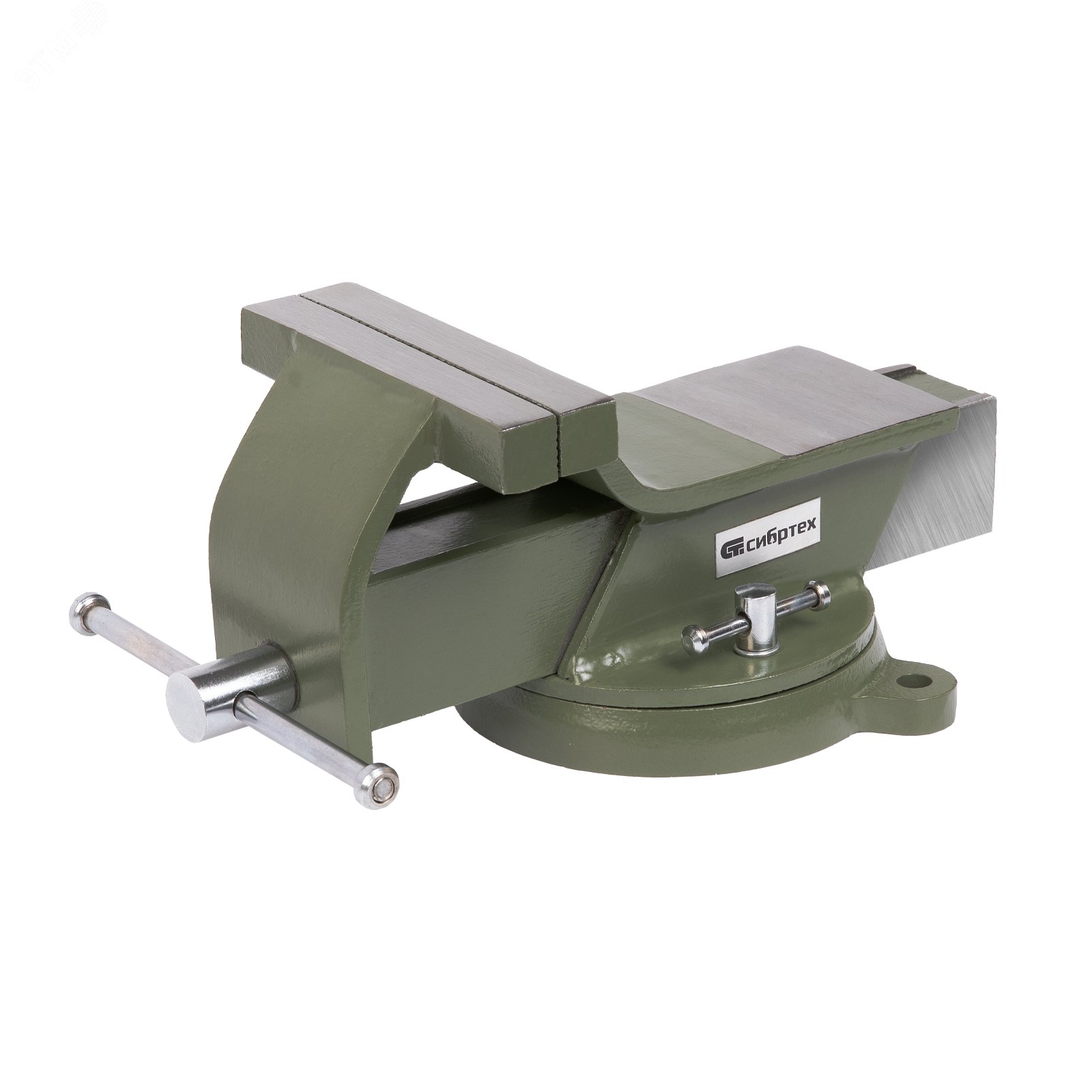 Изображение товара Слесарные стальные тиски с поворотным механизмом 125 мм Сибртех 18619