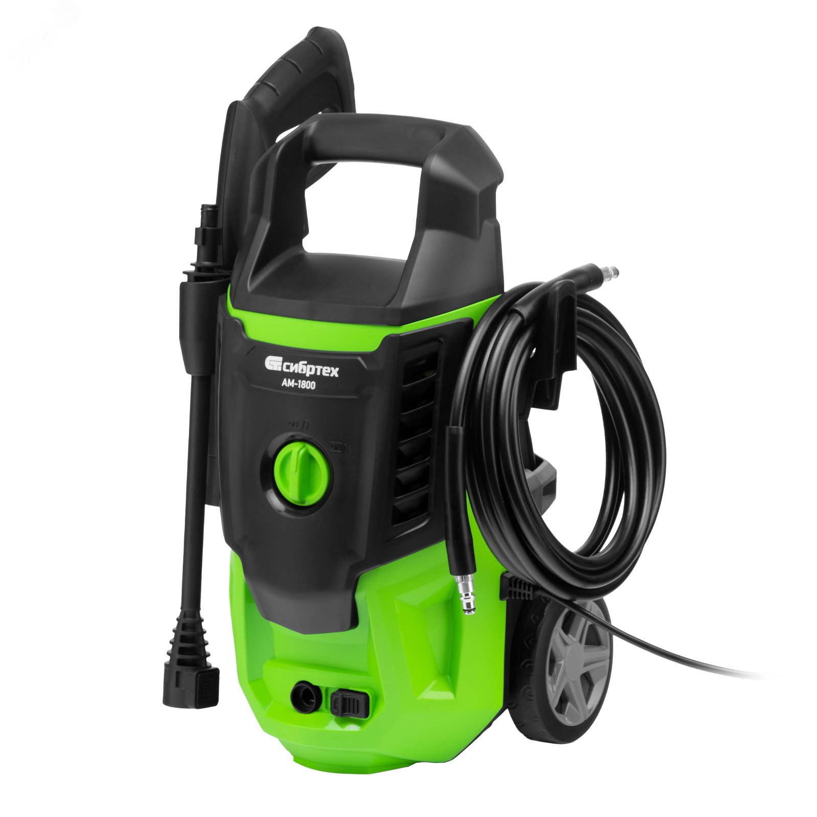 Изображение товара Моечная машина высокого давления АМ-1800, 1800 Вт, 140 бар, 350 л/ч, колесная// Сибртех (шт)