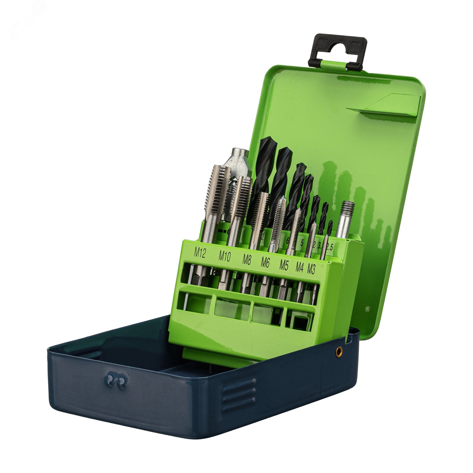 Изображение товара Набор сверл и метчиков 15 предметов Сибртех 77305 для металлов