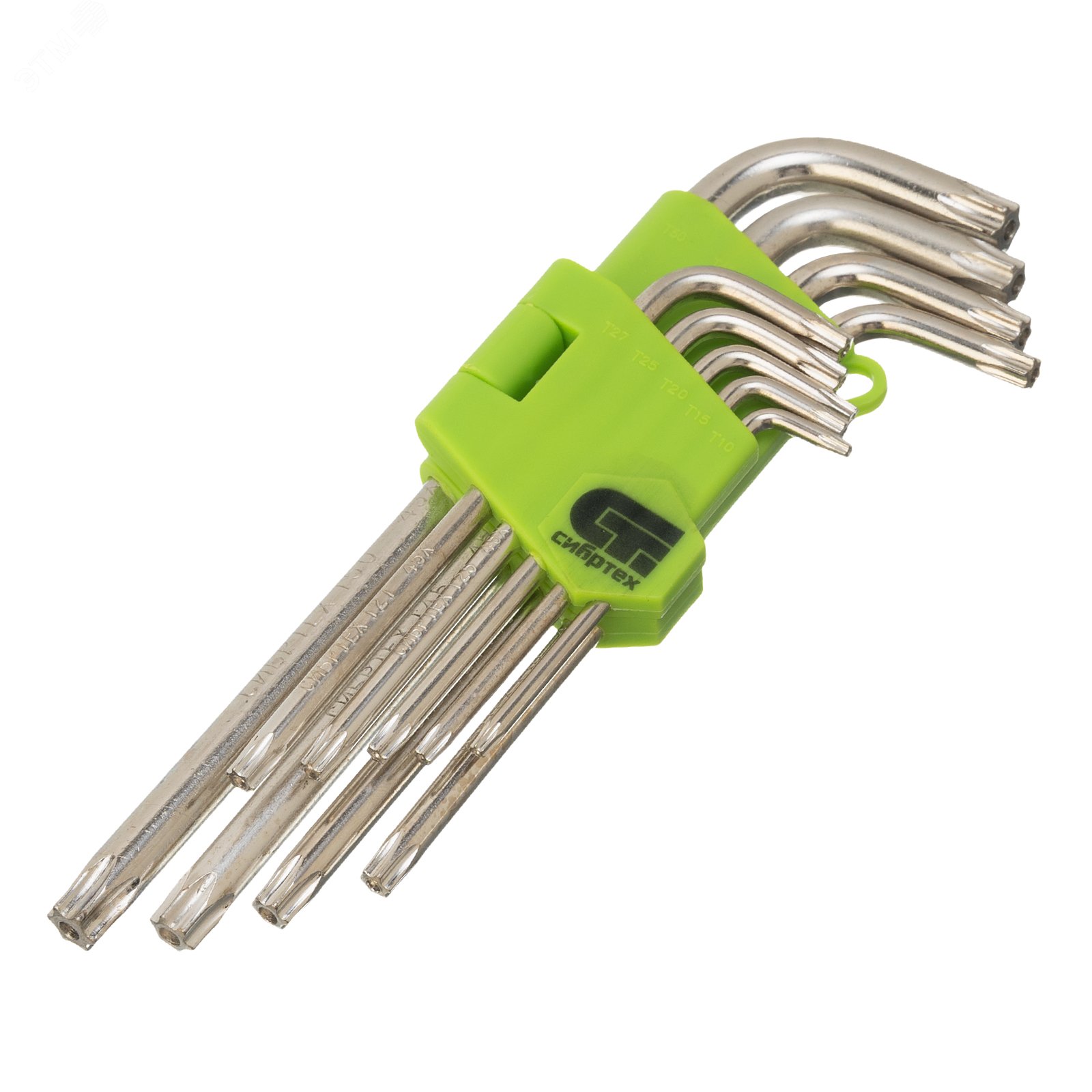 Изображение товара Набор ключей имбусовых Tamper-Torx, 9 шт., TT10-ТT50, 45x, закаленные, удлиненные, никель (шт)