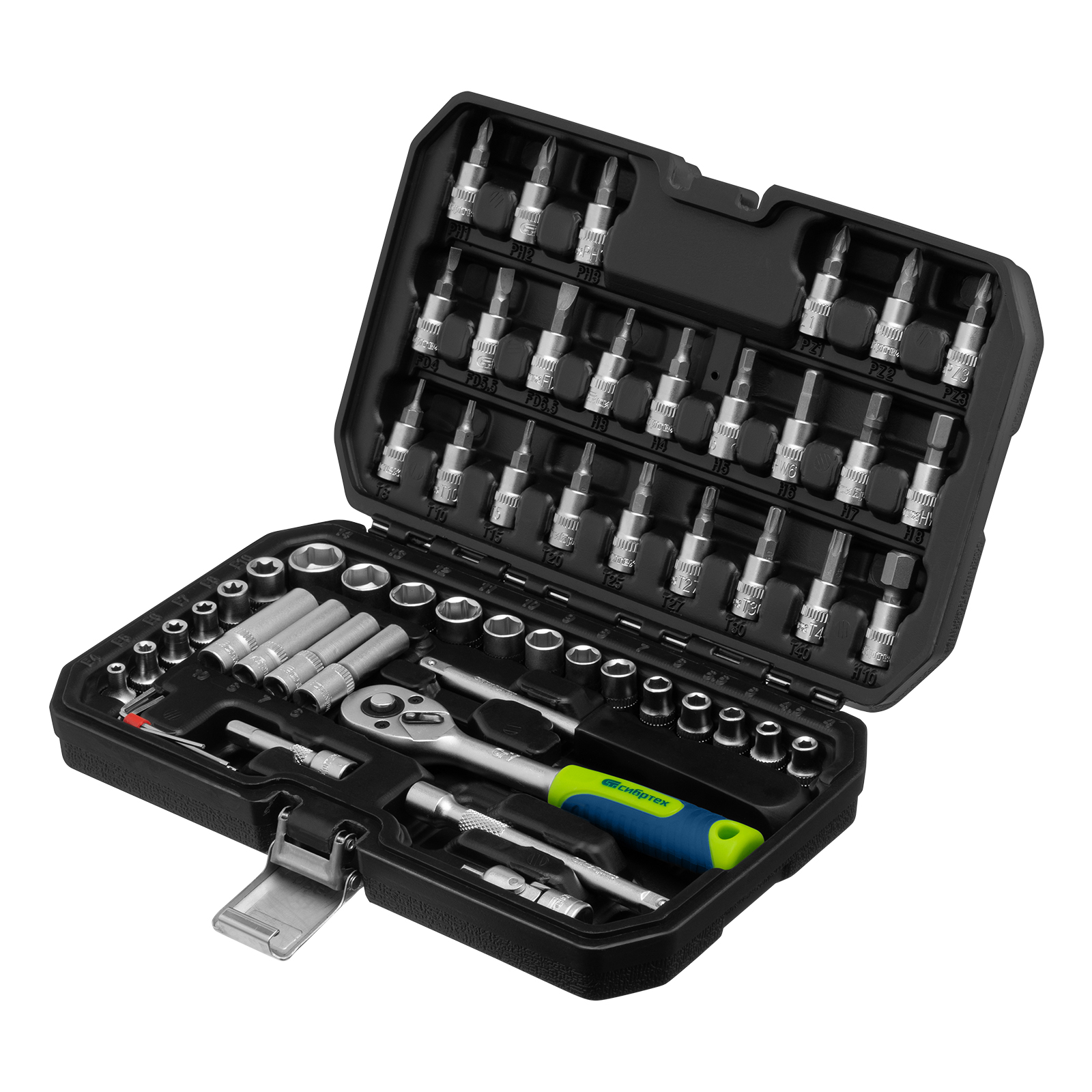 Набор инструментов, 1/4, пластиковый кейс 56 предметов