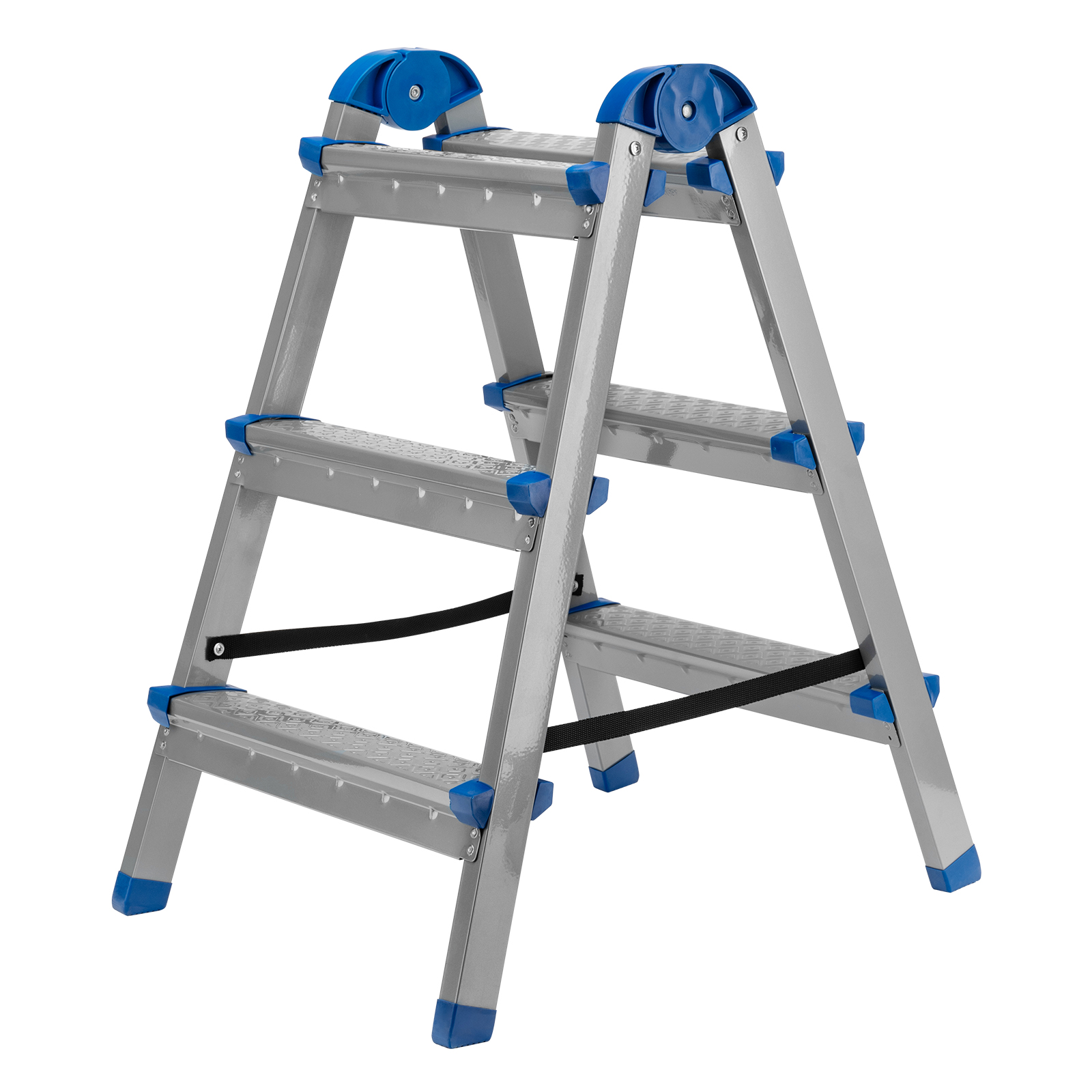 Стремянка двухсторонняя 3 ст., сталь профиль, стальные ступени, Россия