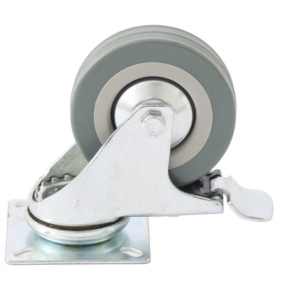 Колесо поворотное с тормозом, диаметр 75 мм, крепление  платформенное