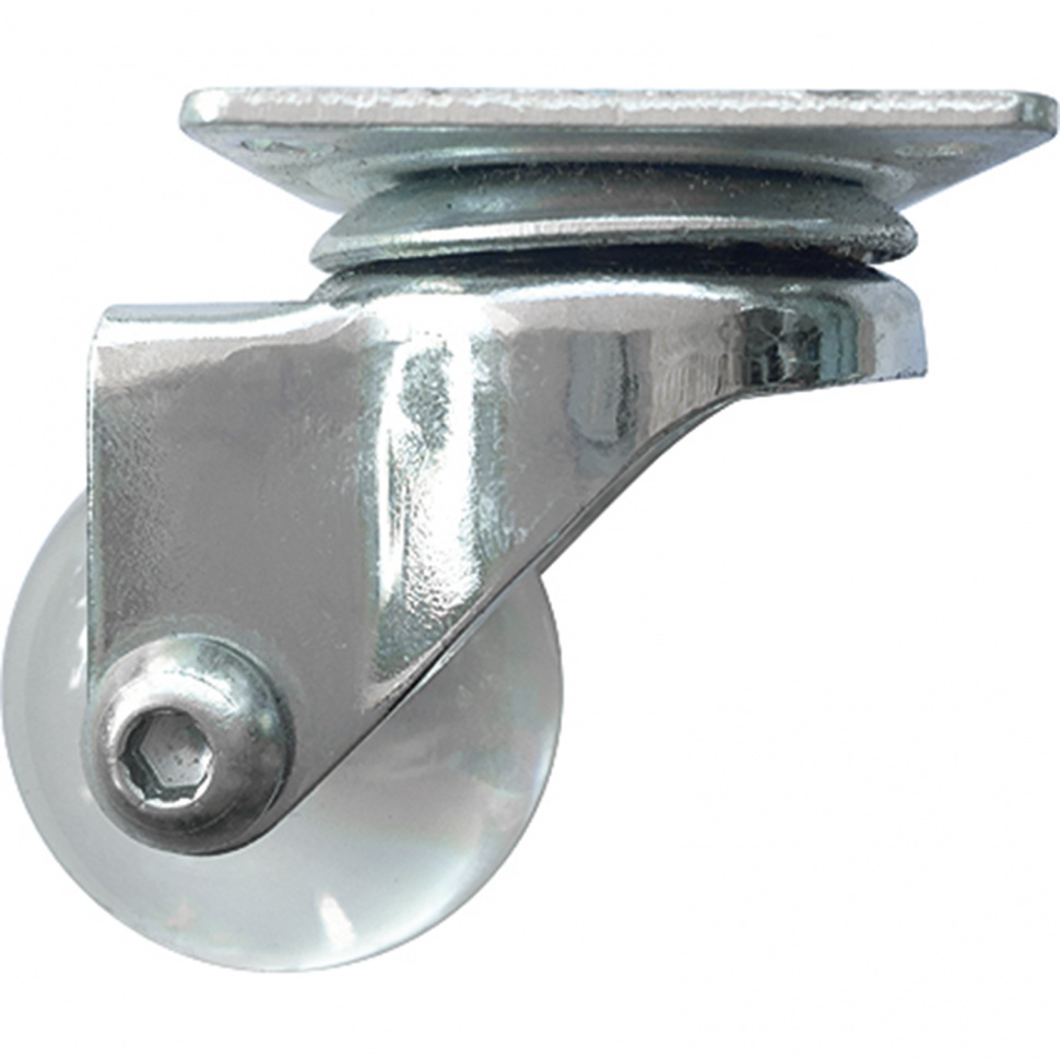 Колесо ПУ прозрачное поворотное d-35мм, крепление платформенное