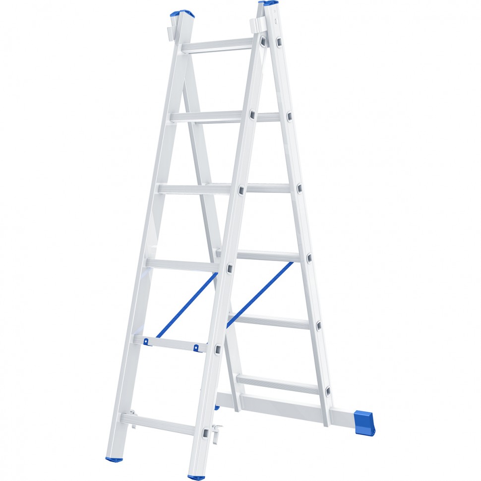 Лестница, 2 х 6 ступеней, алюминиевая, двухсекционная, Россия