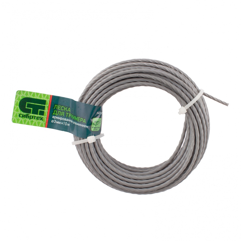 Леска для триммера квадратная витая, армир. алюминием, 3,0 мм х 10 м, Россия