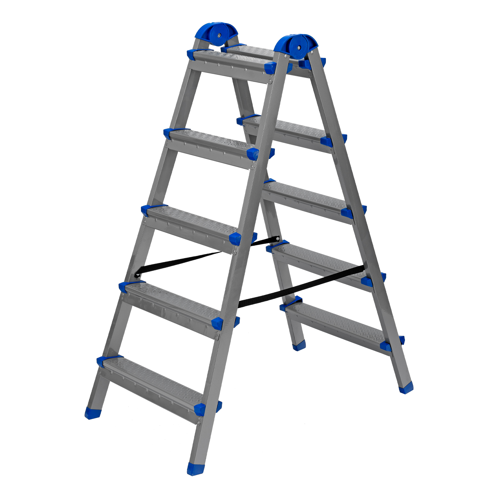 Стремянка двухсторонняя 5 ст., сталь профиль, стальные ступени, Россия