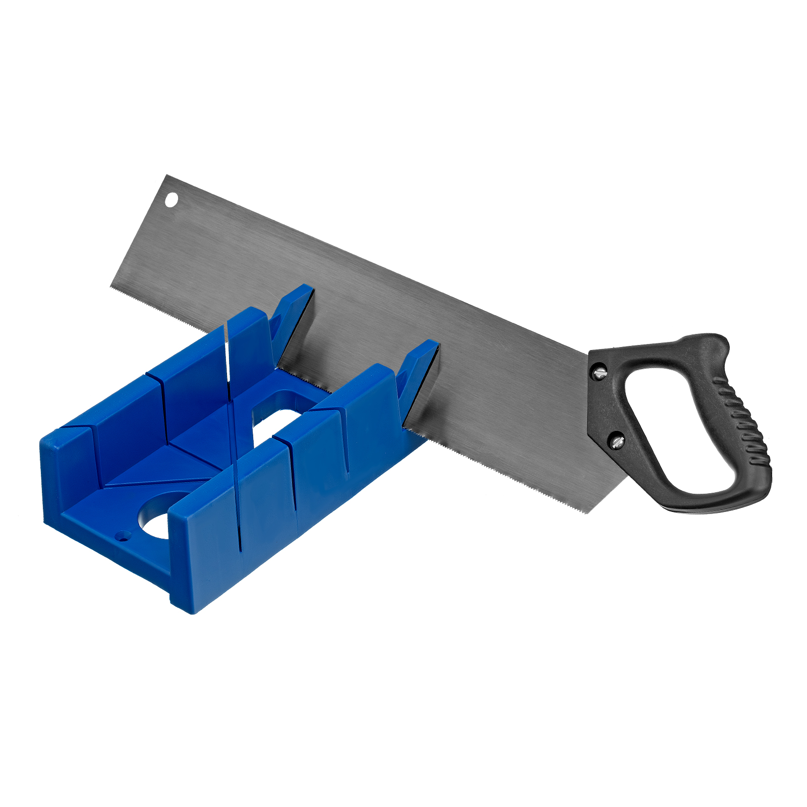 Стусло пластиковое синее,4 угла для запила+пила 450мм