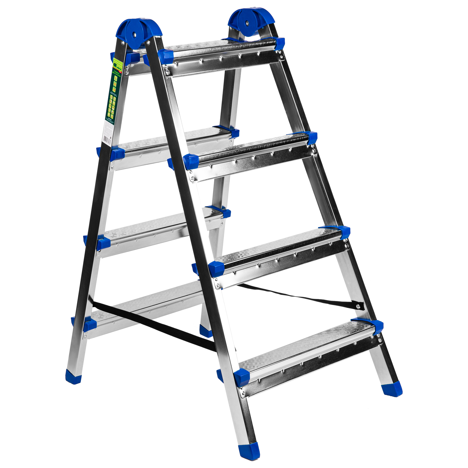 Стремянка двухсторонняя 4 ст., сталь профиль, стальные ступени, Россия