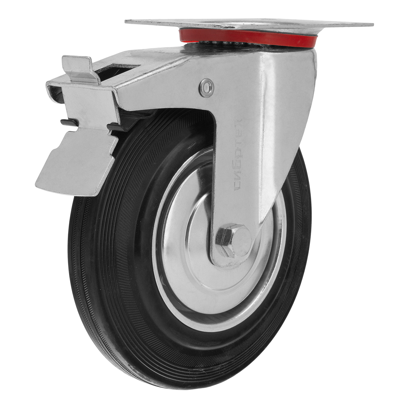 Колесо поворотное с тормозом, диаметр 125 мм, крепление  платформенное