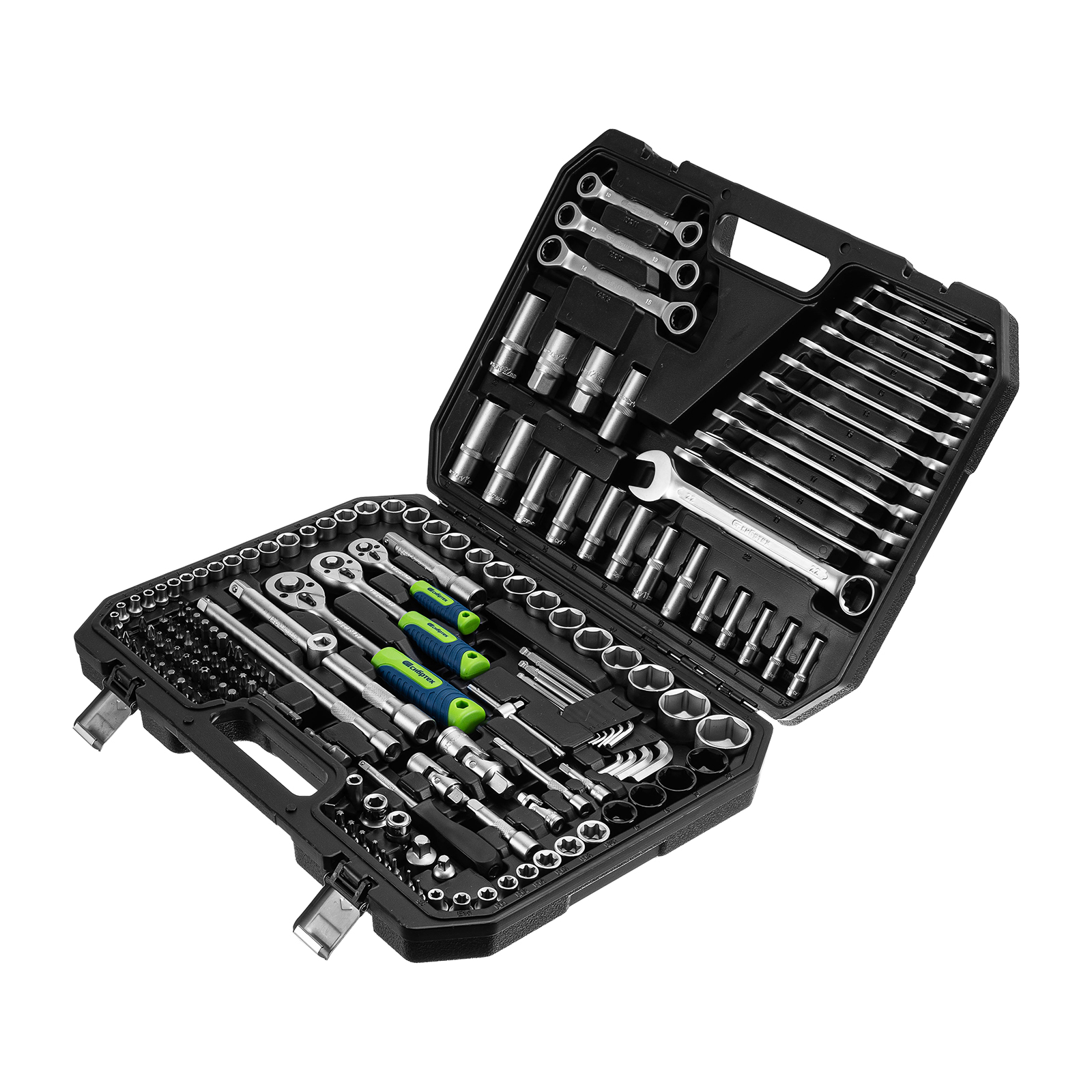 Набор инструментов, 1/2', 3/8', 1/4', пластиковый кейс 160 предм.