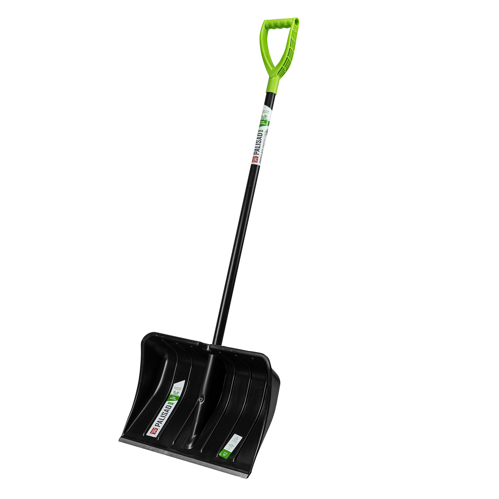 Лопата для уборки снега, полипропилен, 540х380х1400 мм, стальной черенок, BASE