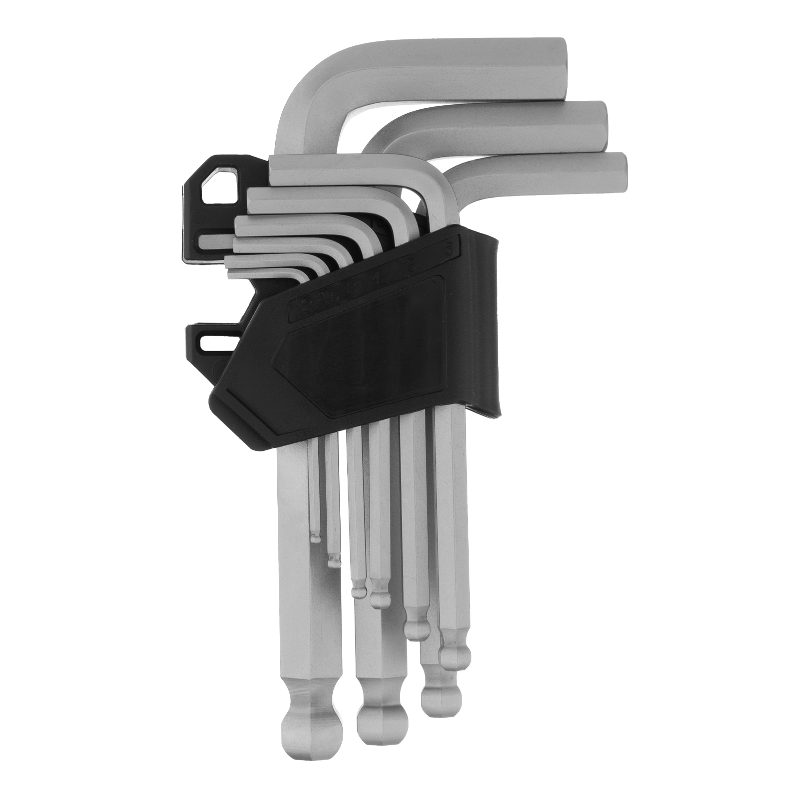 Набор ключей имбусовых, HEX, 2-12 мм, CrV, 9 шт., с шаром